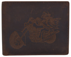 AFONiE RFID Rustic Men Wallet-Motorcycle Craft Stamp
