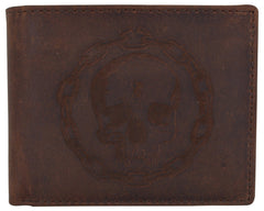  RFID Rustic Men Wallet Skull Design Craft Stamp