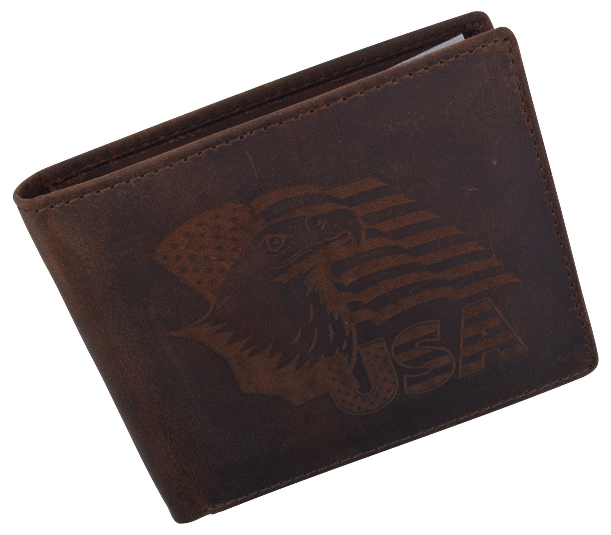 RFID Rustic Men Wallet-Eagle USA Design Craft Stamp