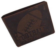  RFID Rustic Men Wallet-Football Design Craft Stamp