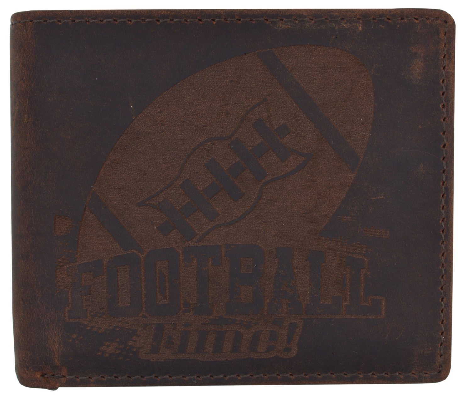AFONiE RFID Rustic Men Wallet-Football Design Craft Stamp
