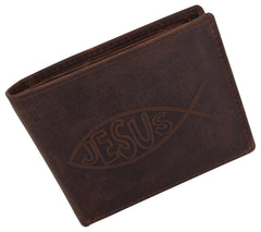  RFID Rustic Men Wallet-Jesus Design Craft Stamp