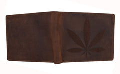  RFID Rustic Men Wallet-Marijuana Leaf Design Craft Stamp