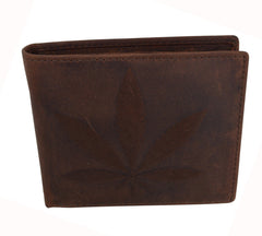  RFID Rustic Men Wallet-Marijuana Leaf Design Craft Stamp