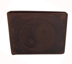  RFID Rustic Men Wallet-Ying Yang Design Craft Stamp