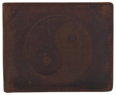  RFID Rustic Men Wallet-Ying Yang Design Craft Stamp