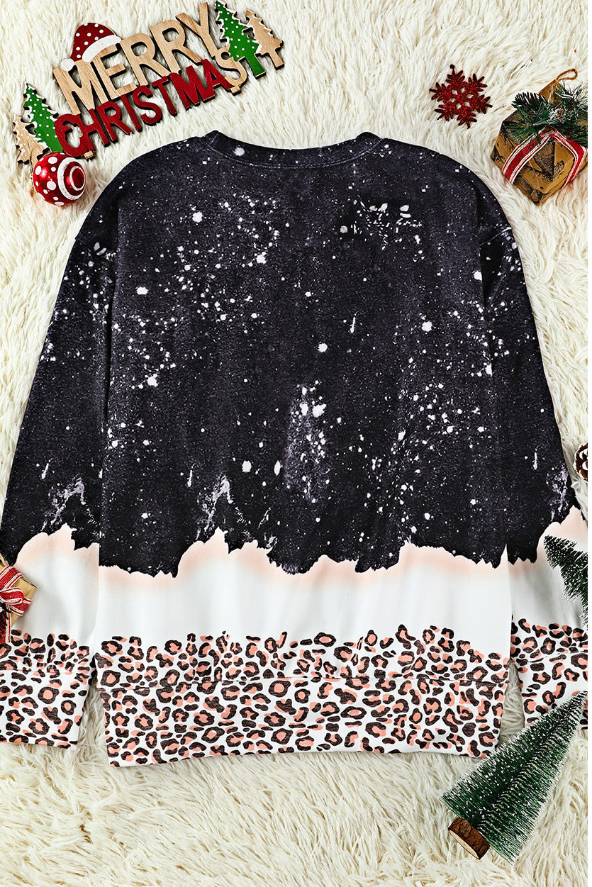 CHRISTMAS Graphic Leopard Sweatshirt –