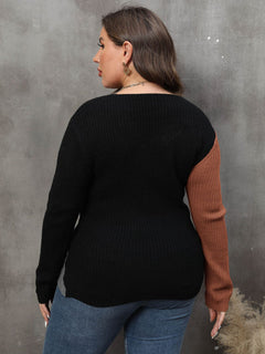 Two-Tone Surplice Neck Sweater: A Stylish Essential for Your Curve Wardrobe