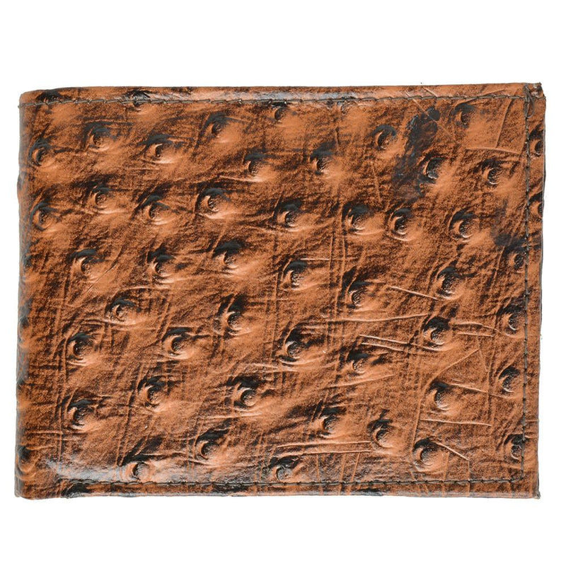 Ostritch Leather Men Wallet with Hideaway Zippered Pocket - Brown