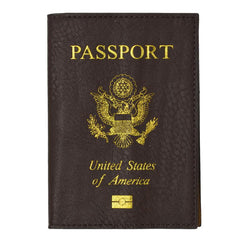 Leather USA Logo Passport Holder - Brown