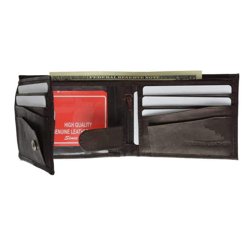 Leather Bi-Fold Wallet -Black