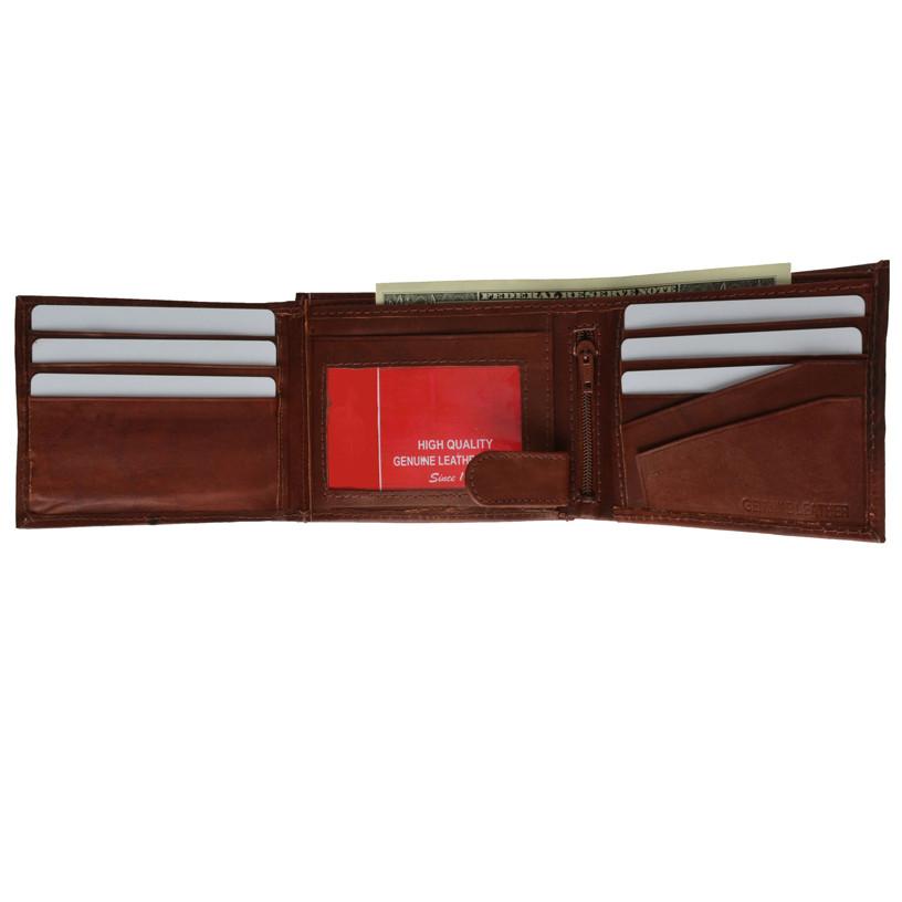 Leather Bi-Fold Wallet -Burgundy