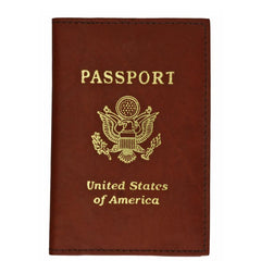 Vegan Leather USA Logo Passport Holder - Brown