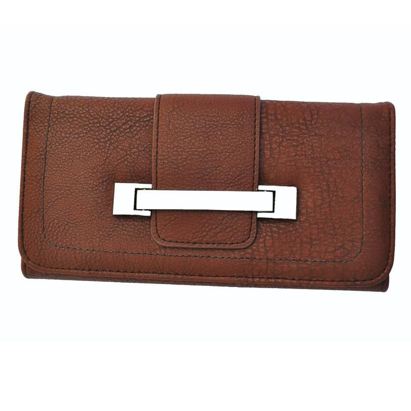 Metallic Flap Soft Bend Leather Wallet - Brown Color