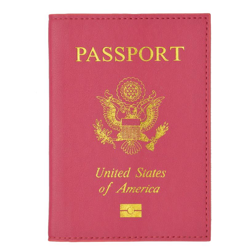 Leather USA Logo Passport Holder - Peach