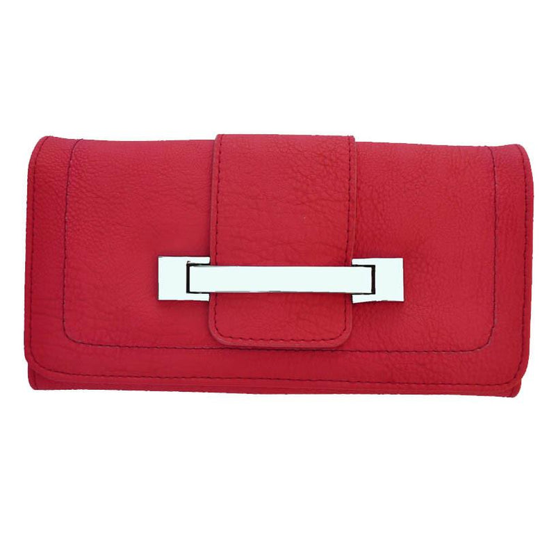 Metallic Flap Soft Bend Leather Wallet - Red Color