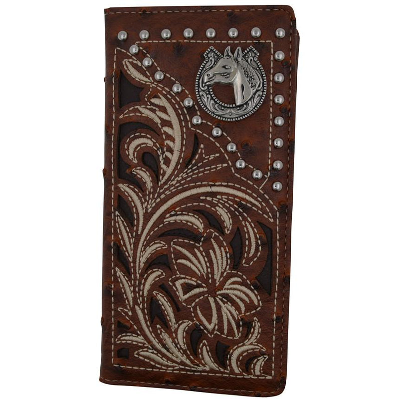 Western Embroidery Credit Card/Chackbook Brown Color Wallet