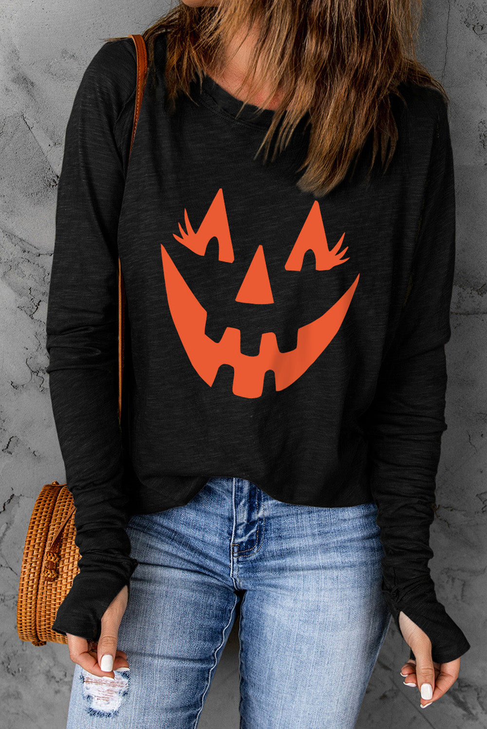 Halloween Pumpkin Face Graphic T-Shirt