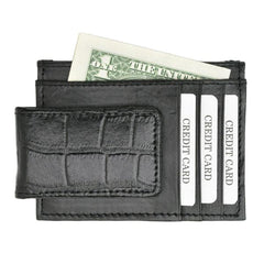 Men's Croco Card Case with Magnetic Money Clip