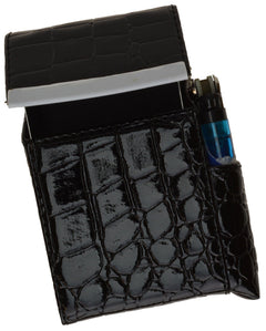 Unisex Croco-Textured Genuine Leather Flip-Top Wallet
