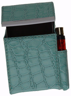 Unisex Croco-Textured Genuine Leather Flip-Top Case