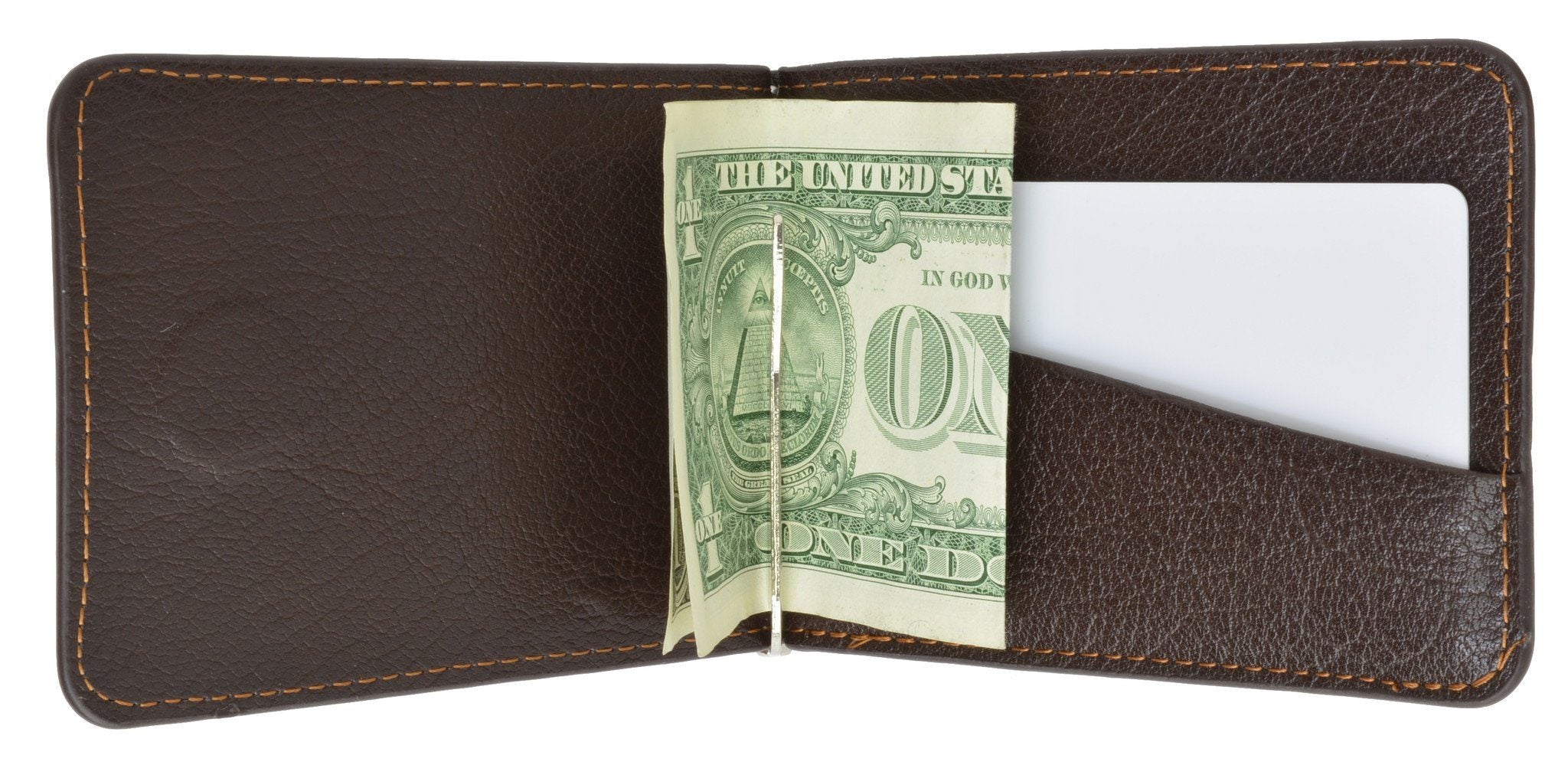 Men's Genuine Leather Bi-Fold Money Clip Wallet