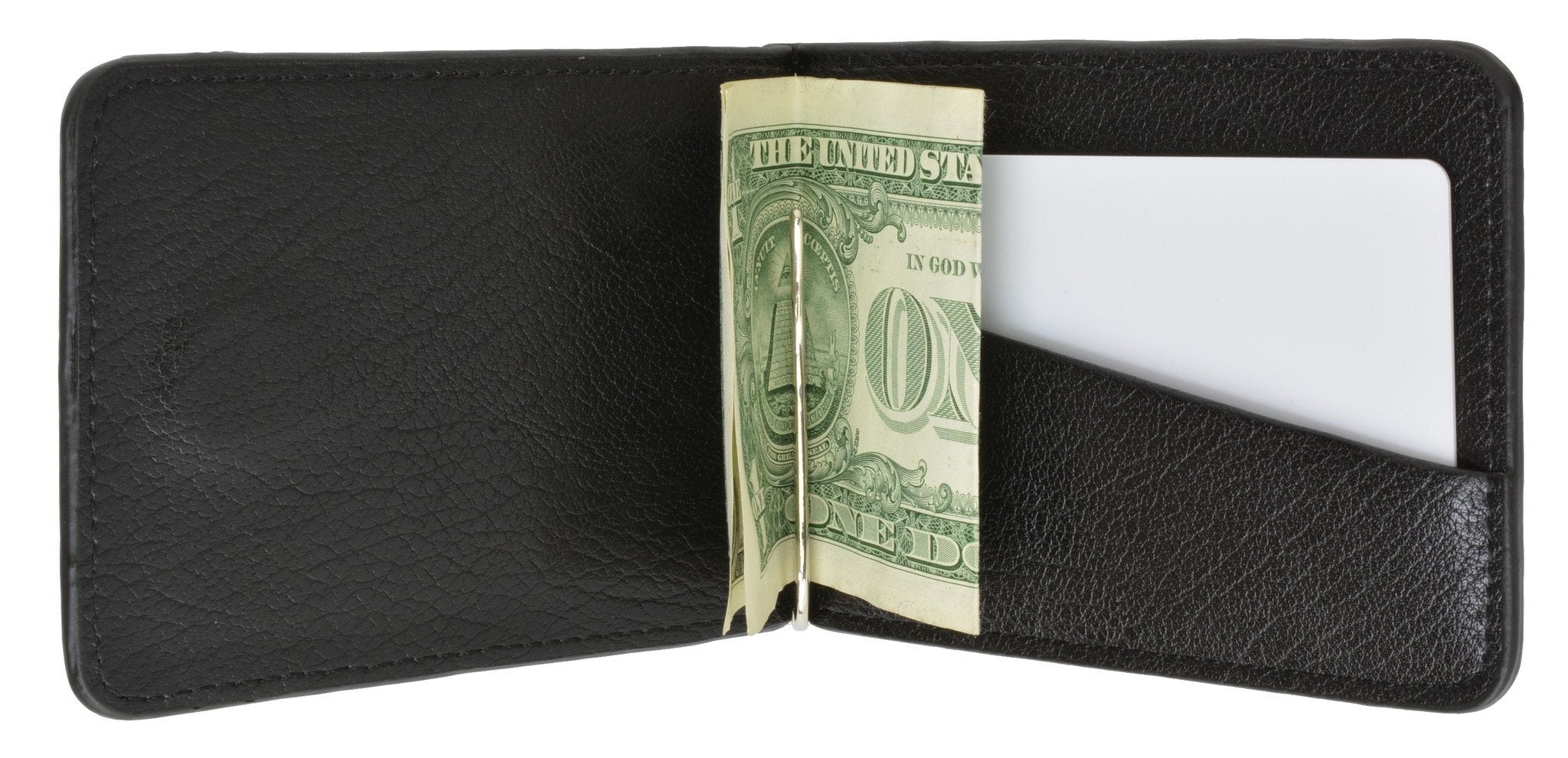 Men's Genuine Leather Bi-Fold Money Clip Wallet