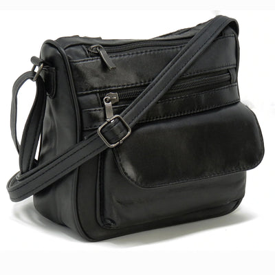 Roby Black Leather Compact Crossbody