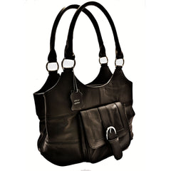 Genuine Leather 3 Compartments Ladies Handbag - Brown - WholesaleLeatherSupplier.com
 - 6