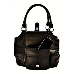 Genuine Leather 3 Compartments Ladies Handbag - Brown - WholesaleLeatherSupplier.com
 - 7