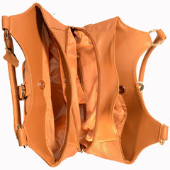 Genuine Leather 3 Compartments Ladies Handbag - Brown - WholesaleLeatherSupplier.com
 - 11