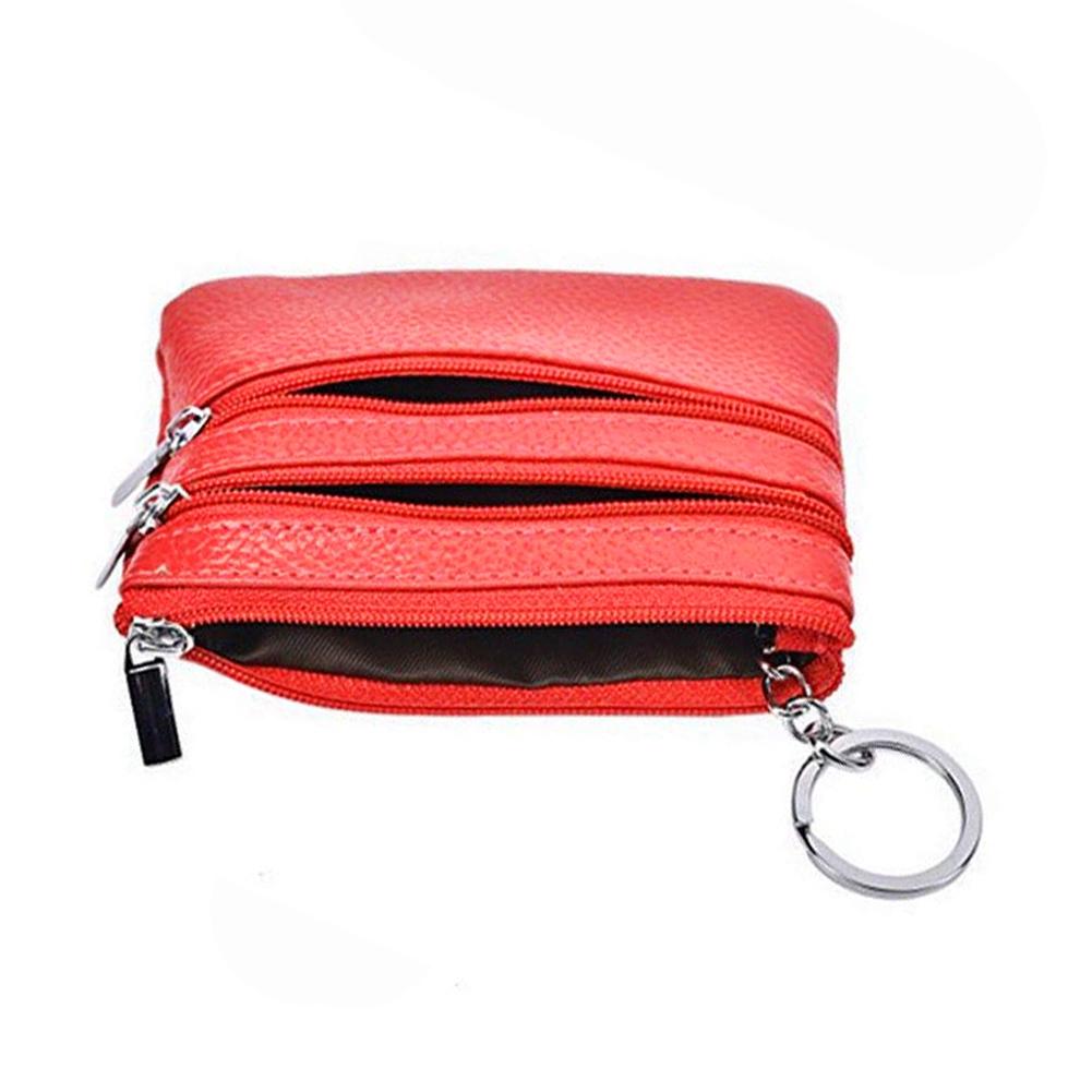 Small Leather 3 Zipper Coin Wallet
