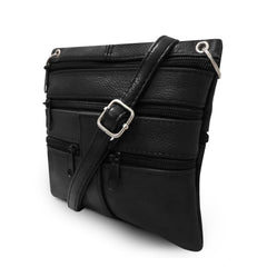 Multi Pocket Leather Crossbody Handbag