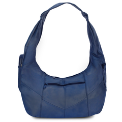 Blue AFONiE™ Large Leather Hobo Style Purse