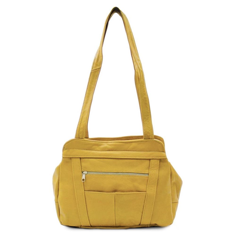 Three Compartments Leather Tote