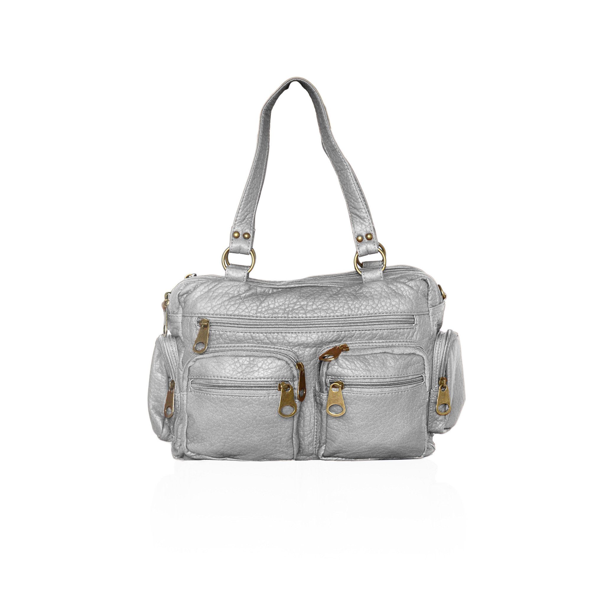 Silver Soft Barrel Shoulder Bag