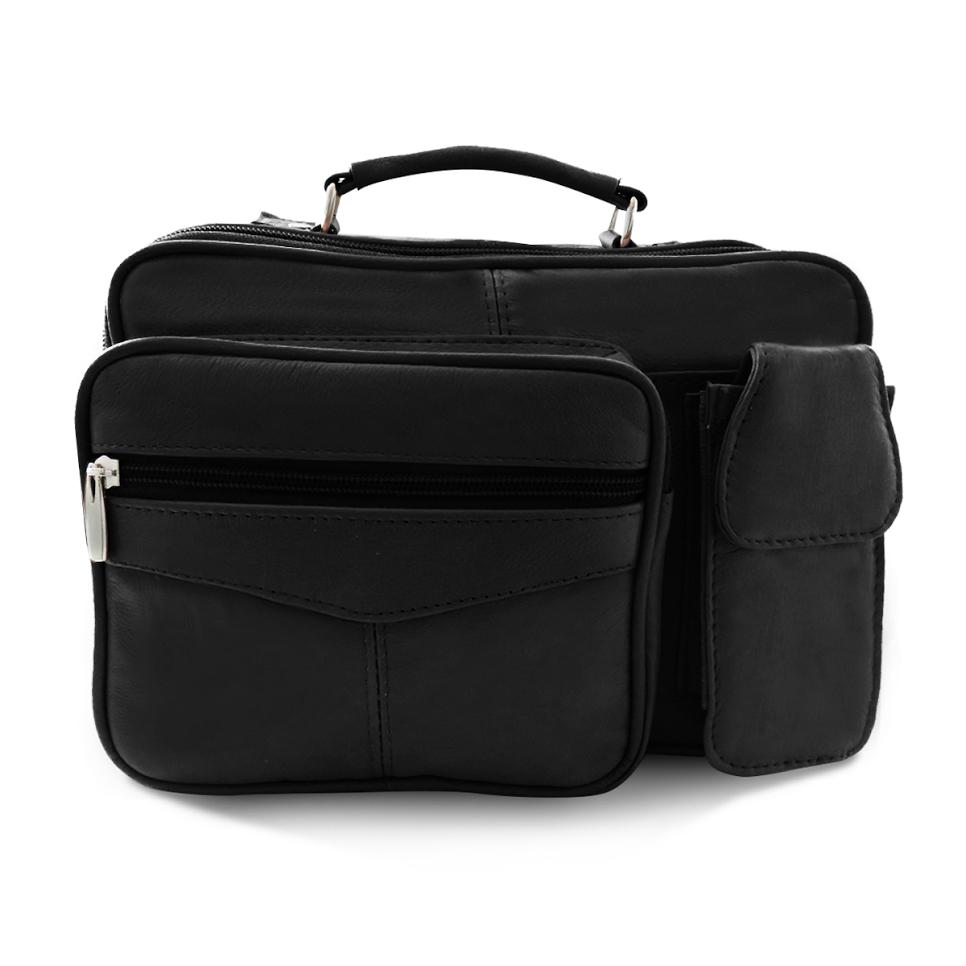 Genuine Fashion Casual Messenger CrossBody Leather Shoulder handbag - Black
