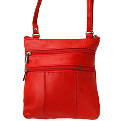 Soft Leather Two Front Purse Red Color Cross-body Style