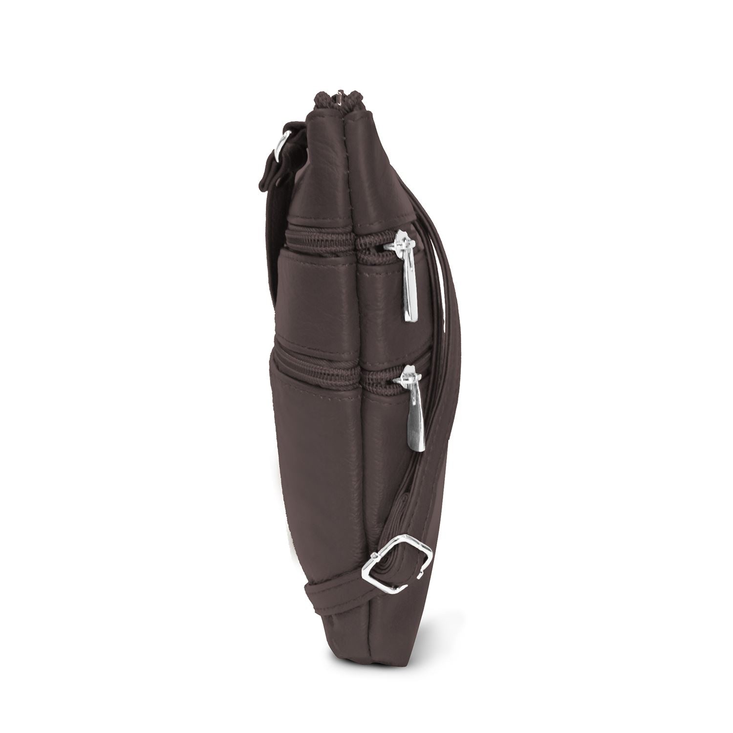 A Soft Genuine Leather Multi-Pocket Crossbody Bag