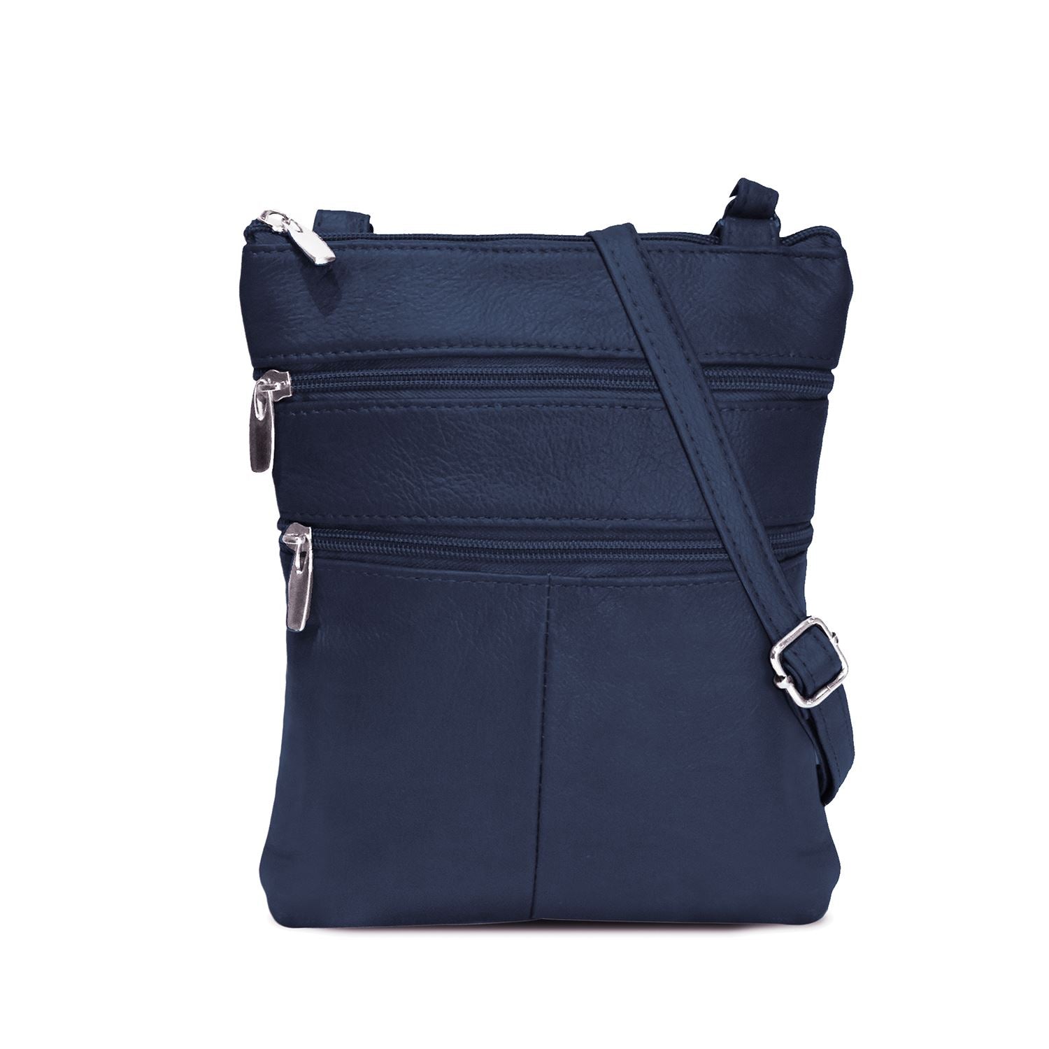 Leather Zippers Crossbody Bag-Assorted Colors for Women Navy Blue
