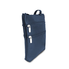 Genuine Cowhide Leather Multi-Pocket Crossbody Purse Bag - Purple