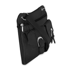 Deluxe Functional Multi Pocket Leather Crossbody Bag - Purple