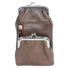 Genuine Leather Case with a Kiss-lock Closure Change Purse