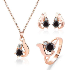 Black Onyx Elegant Rose Gold Jewelry Set