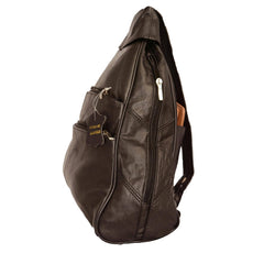 Genuine Leather 4 Compartments Women Backpack Handbag - Brown