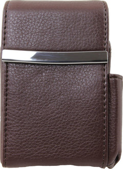Genuine Leather Flip-top Cigarette Case with Pocket Lighter