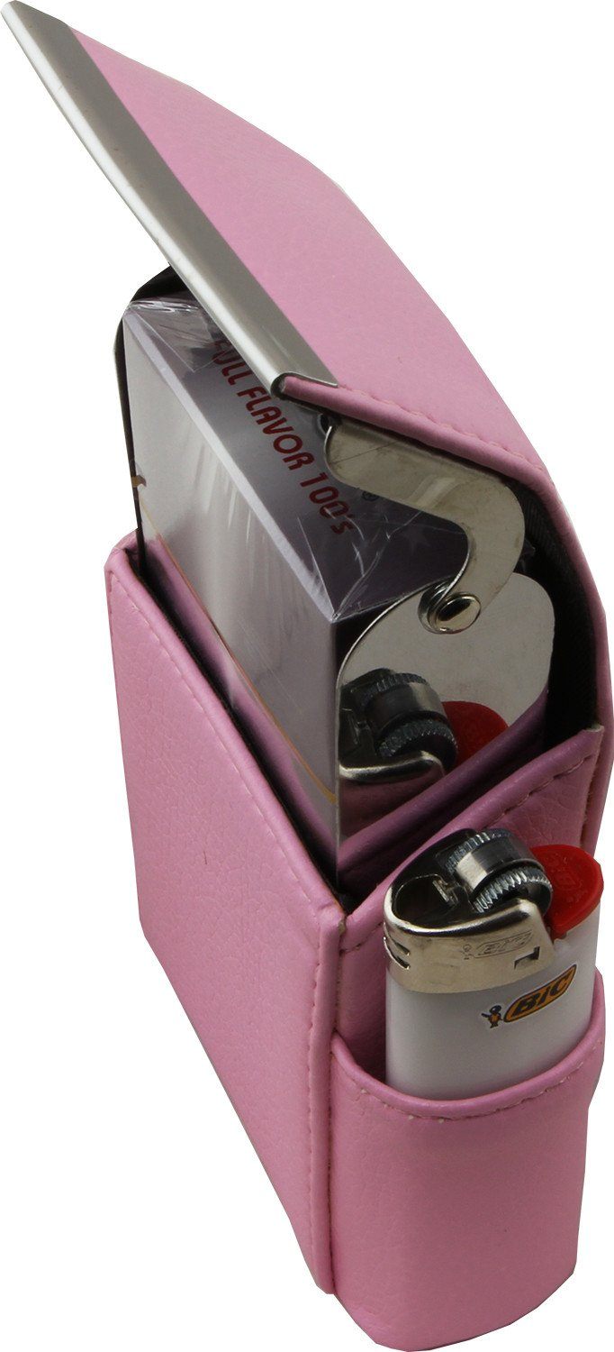 Genuine Leather Pink Fliptop Cigarette Case