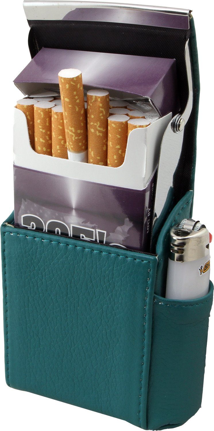 2 COLOR PAIR 100% Leather Cigarette Coin Pouch Fit 100s, King BURGUNDY+  PURPLE