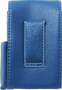 Genuine Leather Blue Flip Top Cigarette Case with Side Lighter Pocket