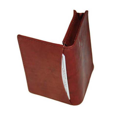 Men's Genuine Leather Bi-Fold Wallet Supplier - Burgundy